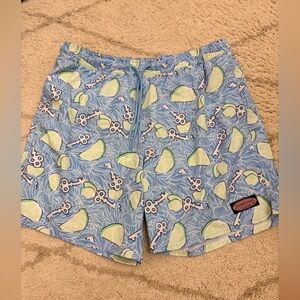 Vineyard Vines Light Blue Lime Patterned Men's Swim Shorts